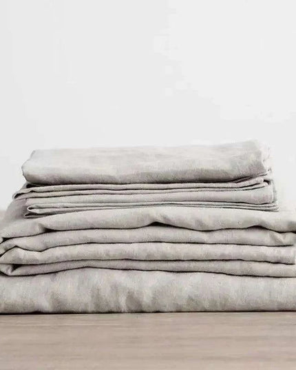 Luxe 3-Piece Washed Linen Bedding Set with 2 Pillowcases for Farmhouse Elegance