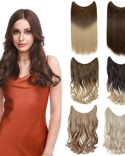 20-Inch Versatile Adjustable Invisible Wire Hair Extensions - Curly and Sleek Options