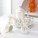 Sophisticated Pearl Ceramic Tea and Beverage Serving Collection with Coffee Pot and Cups