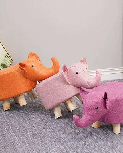 Charming Cartoon Animal Wooden Stool for Kids - Fun and Portable Shoe Changing Seat