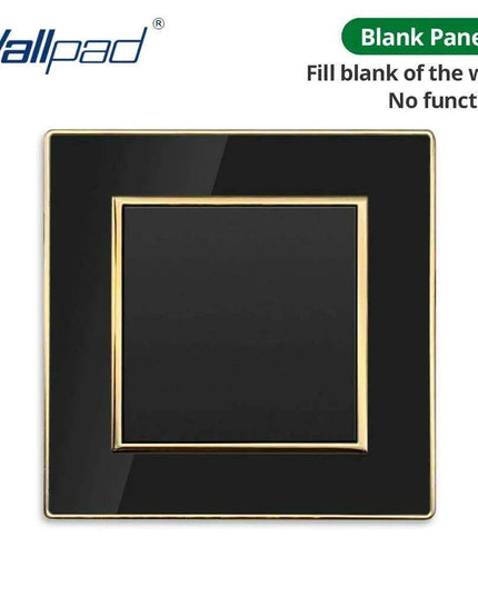 Luxurious Black Acrylic Switch Panel with Gold Accents & Universal Sockets - 220V, Multi-Gang, Modern Design - Illuminated Control Panel with USB Charging Feature