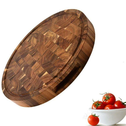 Elegant Round Acacia Wood End Grain Cutting Board - The Ultimate Kitchen Companion for Gourmet Chefs