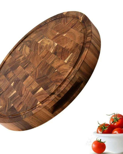 Elegant Round Acacia Wood End Grain Cutting Board - The Ultimate Kitchen Companion for Gourmet Chefs