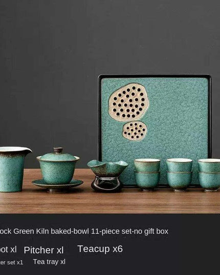 Elegant Vintage Chinese Kung Fu Tea Set with Side Handle Teacups and Tray