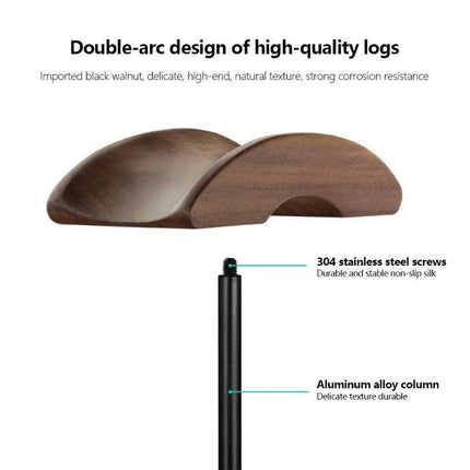 Stylish Walnut & Aluminum Alloy Headphone Stand - Modern Minimalist Earphone Holder for Desk Organization