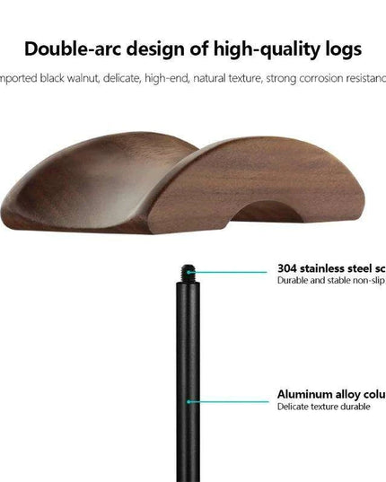 Stylish Walnut & Aluminum Alloy Headphone Stand - Modern Minimalist Earphone Holder for Desk Organization