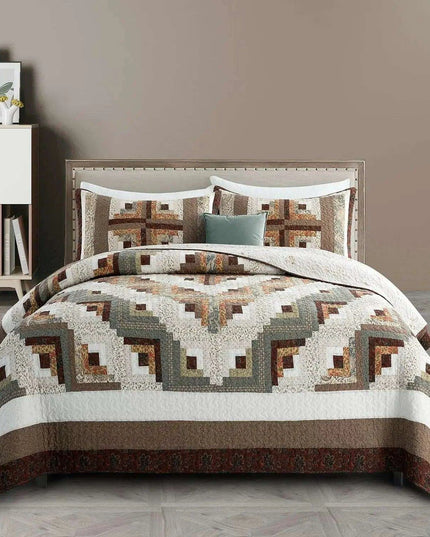 Reversible Floral and Plaid Quilt Set for California King - 100% Cotton Bedspread with Pillow Covers, Easy Care