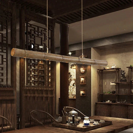 Xiaowei LED Chandelier - Creative Bamboo Design for Bar & Tea Rooms
