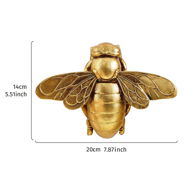Gold Resin Insect Wall Sculpture — Hornet & Wasp Hanging Ornament