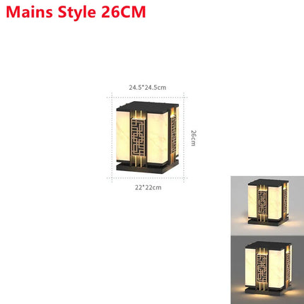 Marble Pillar LED Lawn Light — Solar & Mains, IP65 Outdoor
