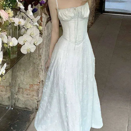 Elegant Vintage A-Line Spaghetti Strap Evening Dress for Women - Chic Square Neck Party Attire