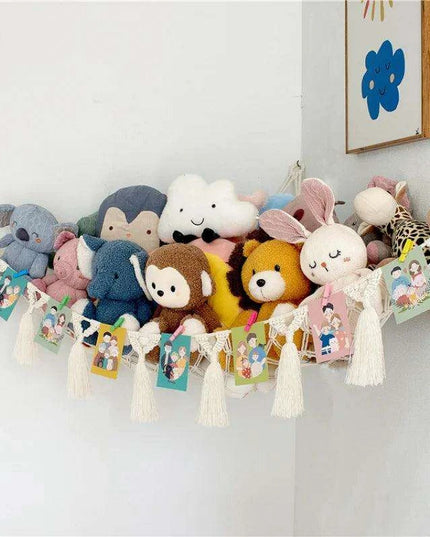 Stylish Boho Stuffed Animal Storage Hammock - Modern Toy Organizer