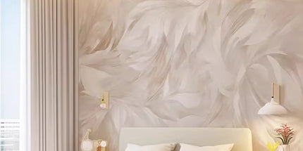 TOMwallpaper Customized 3D Abstract Feather & Flower Pattern Wallpaper