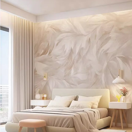 TOMwallpaper Customized 3D Abstract Feather & Flower Pattern Wallpaper