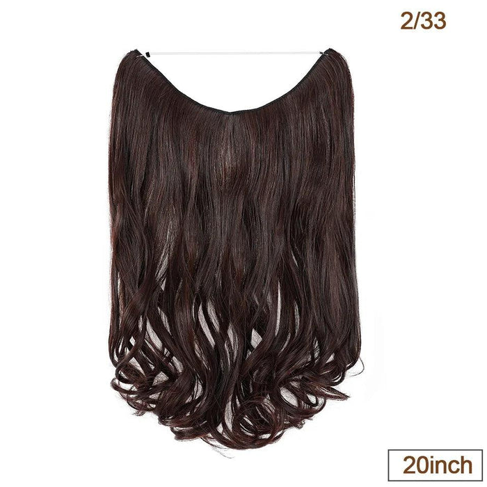 20-Inch Versatile Adjustable Invisible Wire Hair Extensions - Curly and Sleek Options