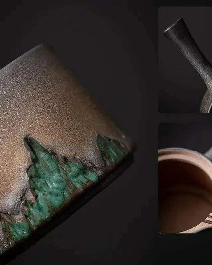 Elegant Gilt Ceramic Teapot with Comfortable Side Handle for Authentic Chinese Tea Ceremony