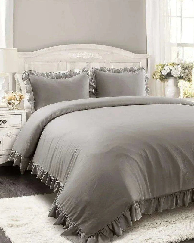 Reyna Luxe Ruffled King Bedding Ensemble with Coordinating Pillow Shams