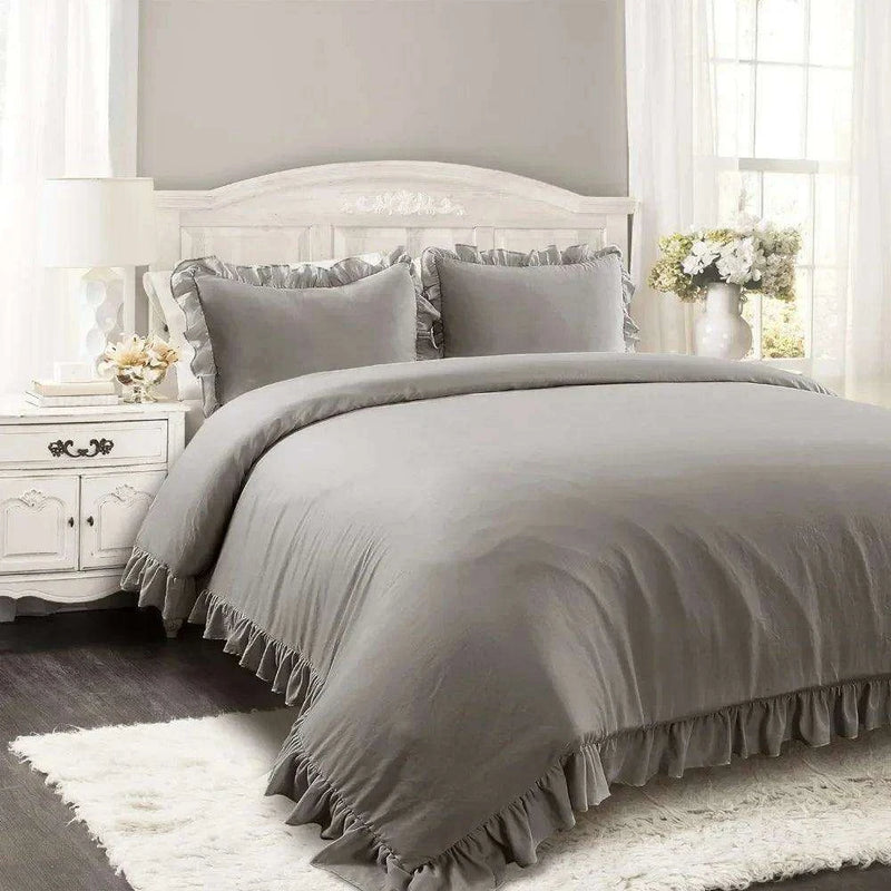 Reyna Luxe Ruffled King Bedding Ensemble with Coordinating Pillow Shams