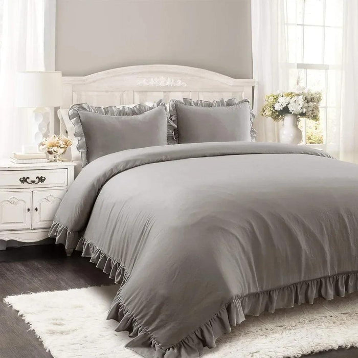 Reyna Collection King Bed Linen Set with Ruffled Comforter and Pillow Shams