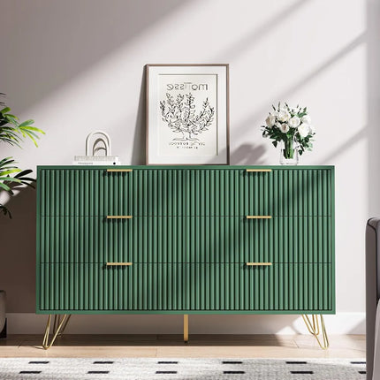 TideRise 7 Drawer Bedroom Dresser - Wide Chest with Gold Pulls, 47.2