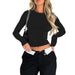 Chic Y2K Vibes: Women's Slim Fit Long Sleeve Top - Retro Street Style Essential