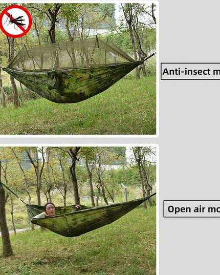 Outdoor Adventure Hammock with Insect Protection - Lightweight Portable Hanging Bed for Camping Comfort