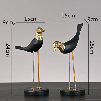 Xin Yi Wooden Crane Bird Sculpture - Brass Home Décor Figurine