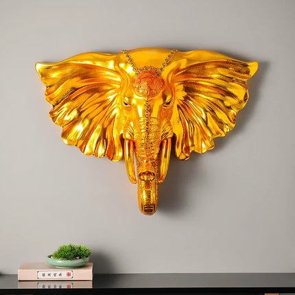 Creative Wall Hanging Silvery Elephant Sculpture Home Decoration Livin