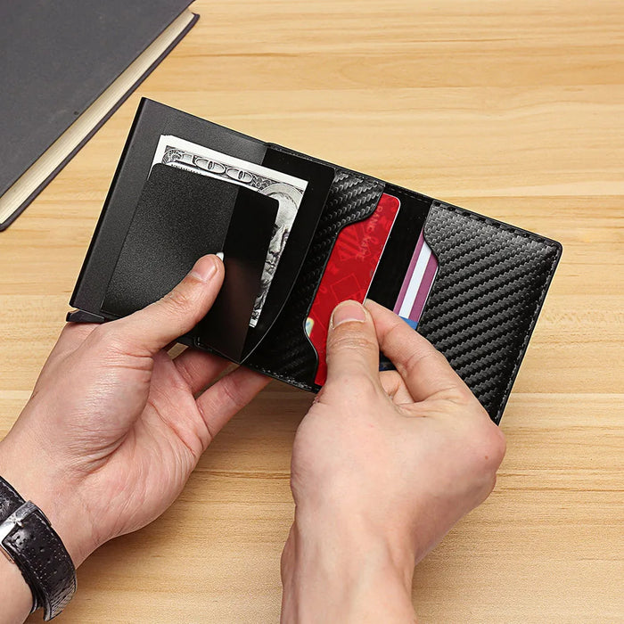 RFID-Blocking Leather Card Holder for Men - Stylish Secure Wallet with Minimalist Design