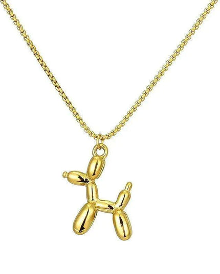 Playful Poodle Balloon Dog Pendant Necklace - Unique Clavicle Chain Jewelry Gift for Dog Enthusiasts