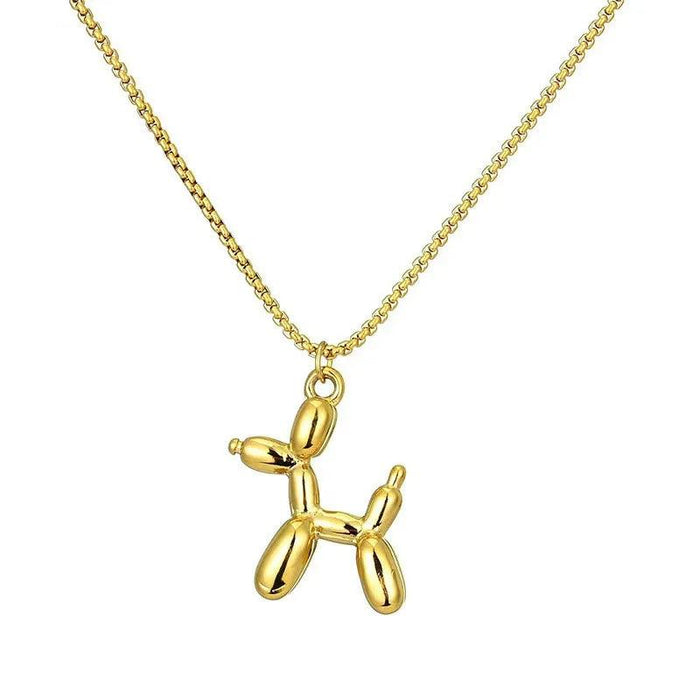 Playful Poodle Balloon Dog Pendant Necklace - Unique Clavicle Chain Jewelry Gift for Dog Enthusiasts
