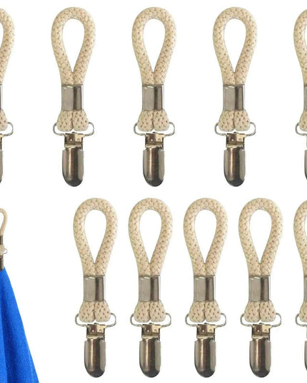 Cotton Braided Towel Holder Set with Sturdy Metal Clips - Elegant Space-Saving Solution for Home and Kitchen