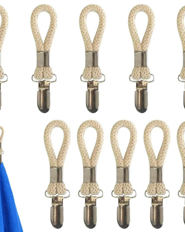 Cotton Braided Towel Holder Set with Sturdy Metal Clips - Elegant Space-Saving Solution for Home and Kitchen