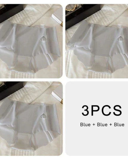 3-Pack Women's Luxurious Ice Silk Mid-Rise Briefs - Ultimate Comfort Seamless Lingerie