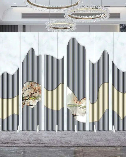 Contemporary Dual-Sided Mobile Folding Screen for Stylish Space Division