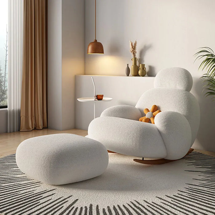 White Fluffy Lounge Chair - Contemporary Seating Solution for Elegant Home Interiors
