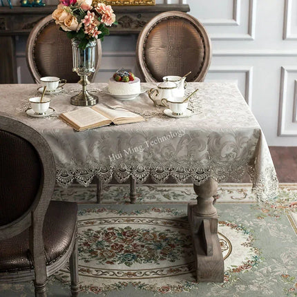 European Luxury Embroidered Tablecloth Dining Cover Polyester