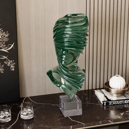 Modern Figurine Transparent Resin Male Bust Statue Abstract Man Bust S