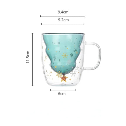 Christmas Tree Double Wall Glass Mug — 300ml Borosilicate | Très Elite