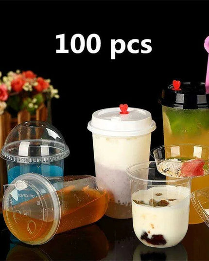 Clear Plastic Dessert Cups with Lids - 100-Count for Smoothies and Iced Beverages