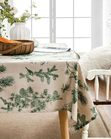 Chic Pine Green Festive Table Cover - Sophisticated Dining Essential