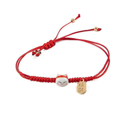 Charming Red Cord Lucky Cat Bracelet - A Thoughtful Gift for Women and Girls