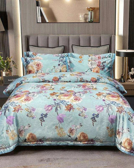 Elegant European Vintage Floral Jacquard Cotton Bedding Set for Weddings with Duvet Cover and Sheet Choices