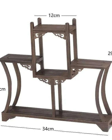 Handcrafted Wooden Display Stand for the Traditional Kung Fu Tea Ceremony