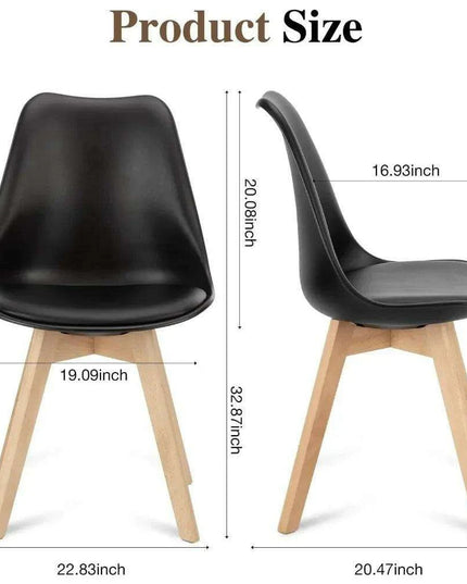 Set of 4 Modern Black PU Leather Dining Chairs with Stylish Beech Wood Legs - Ergonomic Comfort and Versatile Design