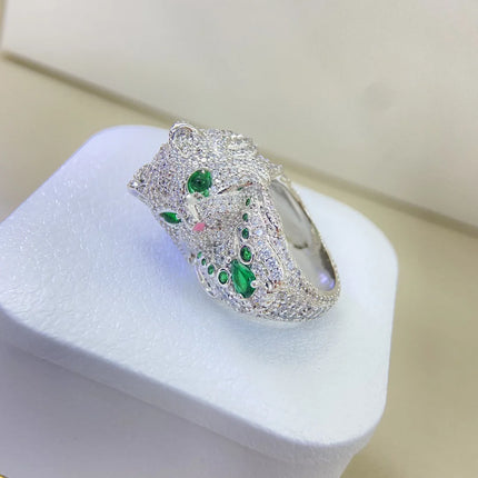 Luxury 18K Solid Platinum PT950 certifid inlaid synthetic emerald kitten ring full of diamonds cute ring moissanite rings luxury-18k-solid-platinum-pt950-certifid-inlaid-synthetic-emerald-kitten-ring-full-of-diamonds-cute-ring-moissanite-rings