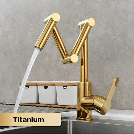 Versatile Brass Kitchen Faucet with Space-Saving Foldable Design