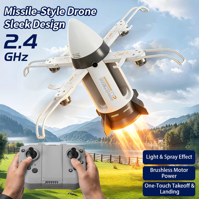 RC Starship Rocket Drone – 2.4G 360° Rotation Spray Airplane Toy