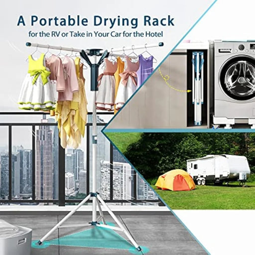 Portable Tripod Clothes Drying Rack with Adjustable Height and 20 Windproof Clips, Indoor/Outdoor Use