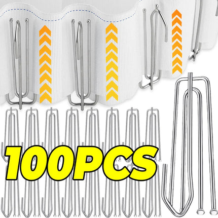 Stainless Steel Curtain Pleat Hooks — 4-Prong, Rust-Resistant, 7cm, 10–100pcs